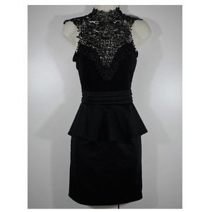 [EUC] Black Peplum Halter Dress w/Filigree (Small)